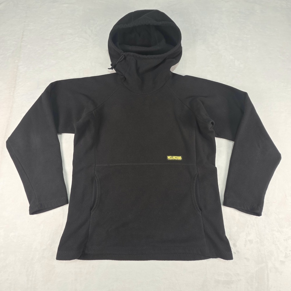 Melanzana Womens Black XS Fleece Pullover Hoodie Hooded Kangaroo Pocket Warm